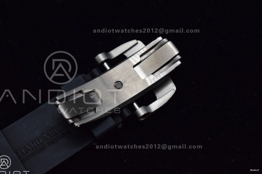 SS A7750 1:1 Crystal KVF Black Dial Black RM011 Chrono on Strap Best V3 Edition Rubber 0121